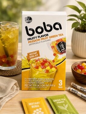 Passion Fruit Green Tea Instant Boba Kit - Yellow